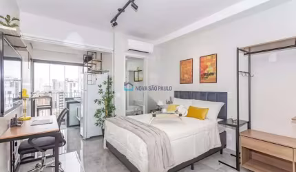 Stúdio 24m² decorado e mobiliado com lazer completo ao lado do metrô!