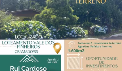 ÁREA DE TERRA PARA INVESTIMENTOS , ÓTIMA LOCALIZAÇÃO EM GRAMADO/RS