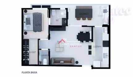 Apartamento com 1 dormitório à venda, 54 m² por R$ 660.000,00 - Boqueirão - Santos/SP