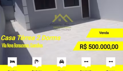 Casa para Venda em Guarulhos, Vila Nova Bonsucesso, 2 dormitórios, 1 banheiro, 3 vagas