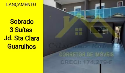 Sobrado para Venda em Guarulhos, Jardim Santa Clara, 3 dormitórios, 3 suítes, 1 banheiro, 4 vagas
