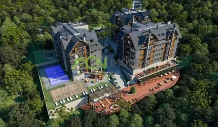 Apartamentos com 1 dormitório, ou 2 suítes, coberturas duplex, com a maior infraestrutura de lazer de prédio residencial de Gramado