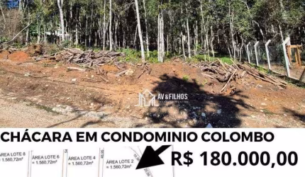 Chácara em Condomínio   1.560,72 m²  à venda por  R$ 180.000,00.