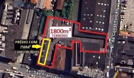 MARAVILHOSO IMOVEL COMERCIAL com TERRENO DE 1800m² de ÁERA &amp; PRÉDIO  com 750m² CONSTRUÍDOS - TOTALIZANDO 2300 METROS - VENDA - LOCAÇÃO - CENTRO/SANTOS