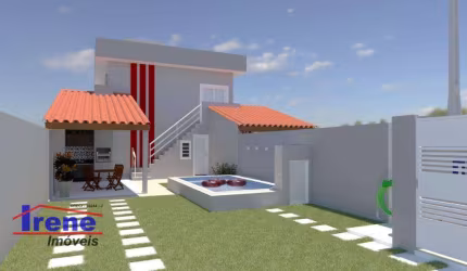 Casa Sobreposta com Piscina e churrasqueira na primeira quadra da Praia. Seus dias quentes de verão, vão se tornar inesquecíveis!!!