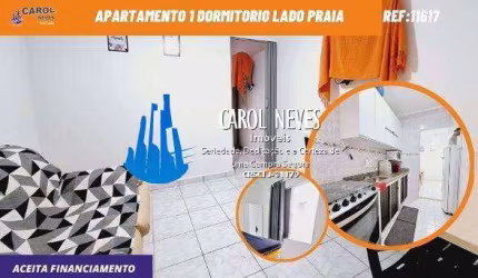 APARTAMENTO 1 DORMITORIO LADO PRAIA FINANCIAMENTO BANCARIO PRAIA GRANDE