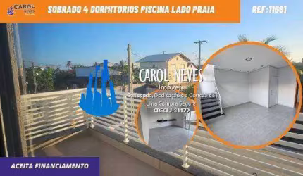 SOBRADO 4 DORMITORIOS PISCINA LADO PRAIA  FINANCIAMENTO BANCARIO ITANHAEM