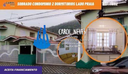 SOBRADO CONDOMINIO 2 DORMITORIOS LADO PRAIA CENTRO FINANCIA MONGAGUA