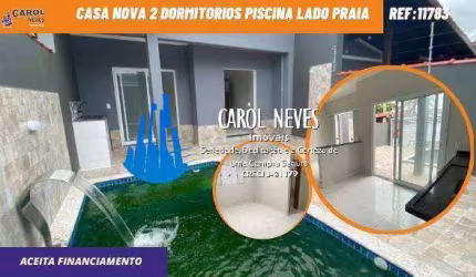 CASAS NOVAS 2 DORMITORIOS PISCINA LADO PRAIA FINANCIAMENTO MONGAGUA