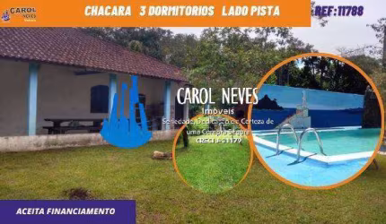 CHACARA COM PISCINA 220M² 3 DORMITORIOS LADO PISTA ITANHAEM