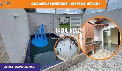 CASA 2 DORMITORIOS PISCINA FINANCIAMENTO BANCARIO LADO PRAIA ITANHAEM