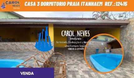CASA VENDA 3 DORMITORIOS PISCINA LADO PRAIA FINANCIAMENTO ITANHAEM