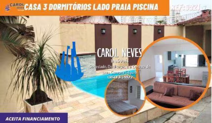 CASA 3 DORMITÓRIOS LADO PRAIA PISCINA FINANCIAMENTO BANCÁRIO MONGAGUÁ