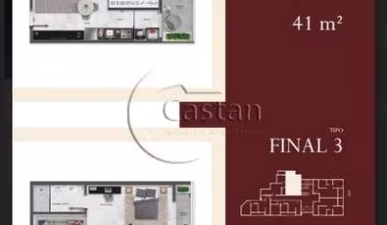 Apartamento com 1 quarto à venda na Praça Jardinópolis, --, Vila Carrão, São Paulo, 36 m2 por R$ 292.600