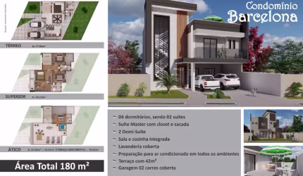 Triplex com terraço - Condomínio Fechado - 180m2