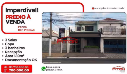 Prédio à venda, 189 m² por R$ 700.000,00 - Penha - São Paulo/SP