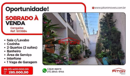 Sobrado com 2 dormitórios à venda, 55 m² por R$ 285.000,00 - Cangaiba - São Paulo/SP