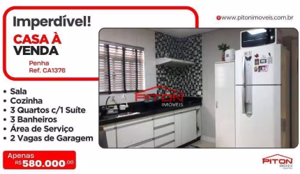 Casa com 3 dormitórios à venda, 110 m² por R$ 580.000,00 - Penha - São Paulo/SP