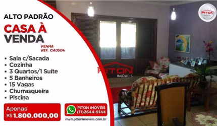 Casa com 3 dormitórios à venda, 453 m² por R$ 1.800.000,00 - Cangaiba - São Paulo/SP
