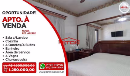 Apartamento com 4 dormitórios à venda, 235 m² por R$ 1.250.000,00 - Penha - São Paulo/SP