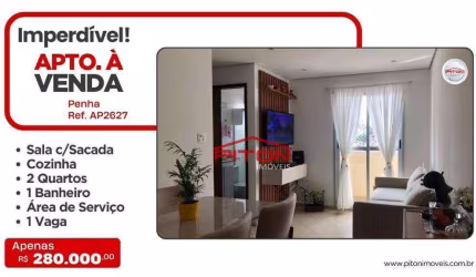 Apartamento com 2 dormitórios à venda, 50 m² por R$ 305.000,00 - Penha - São Paulo/SP