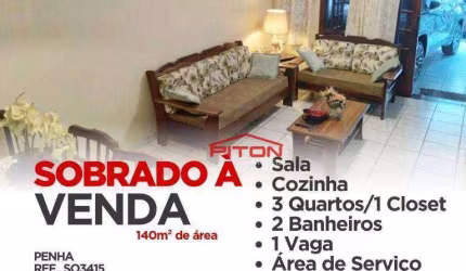 Sobrado com 3 dormitórios à venda, 140 m² por R$ 560.000,00 - Penha - São Paulo/SP