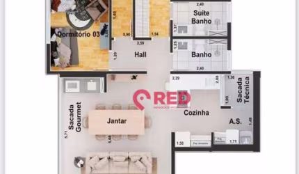 Apartamento com 3 dormitórios à venda, 95 m² por R$ 711.000,00 - Vila São José - Votorantim/SP