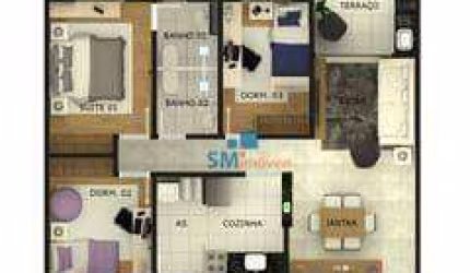 Apartamento com 3 dormitórios à venda, 107 m² por R$ 674.100,00 - Vila Euclides - São Bernardo do Campo/SP