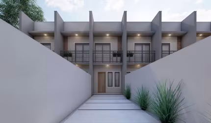 Sobrado Geminado no Iririú, com 62m² e 12m de frente.