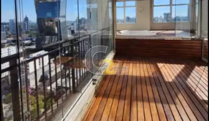 Cobertura á  venda em Pinheiros, 1 quarto, 1 suite, 2 vagas de garagem.
