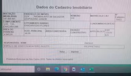 Terreno no Conjunto Habitacional Waldomiro Lobbe Sobrinho em São Carlos