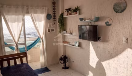 Apartamento MOBILIADO e VISTA MAR, 2 dormitórios, Sacada, Só na Imobiliária em Praia Grande.