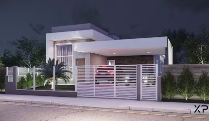 Casa a venda com 3 quartos sendo 1 suíte, 2 banheiros e 2 vagas de garagem.