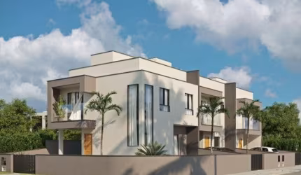 Casa a venda com 2 quartos sendo 2 suítes, 3 banheiros e 2 vagas de garagem.