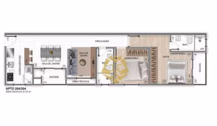 Apartamento com 2 dormitórios à venda, 71 m² por R$ 390.000,00 - Centro - Pinhais/PR