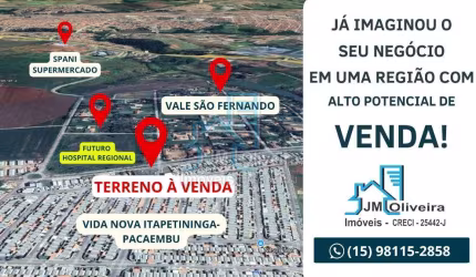 TERRENO COMERCIAL A VENDA  VIDA NOVA  ITAPETININGA - PACAEMBU VALE SÃO FERNANDO - ITAPETININGA - SP