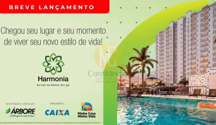 Lançamento Harmonia -  2 Dorms com Varanda - 45m² - Galo Branco