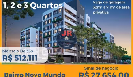 Apartamentos na planta, de 1, 2 e 3 quartos, na melhor localização do Novo Mundo