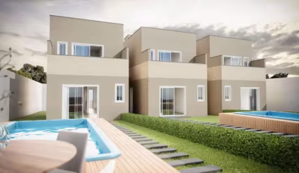 Casa em condomínio fechado com 3 quartos à venda na Rodovia BA-099 - Estrada do Côco, 10, Barra do Jacuípe, Camaçari, 80 m2 por R$ 600.000