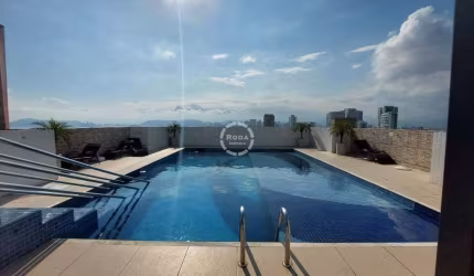 Lindo apartamento porteira fechada com 1 Dormitório com lazer, 1 vaga demarcada vista mar, a venda , Ponta da Praia - Santos