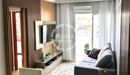 Apartamento reformado a venda de 2 quartos com dependência e 2 vagas - Marapé - Santos