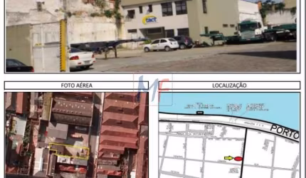 Excelente Terreno com 407 m2, e prédio e pátio com  238 m2 a c. , testada de 11 mts , bem localizado no  Centro / Santos.  REF 7142 -