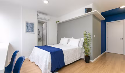 Studio mobiliado para locação no Centro de Curitiba, até 2 pessoas, 26m²