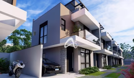 Sobrado novo à venda, com terraço e planta de 134m² a 169m² no Bairro Hauer, Curitiba/PR.