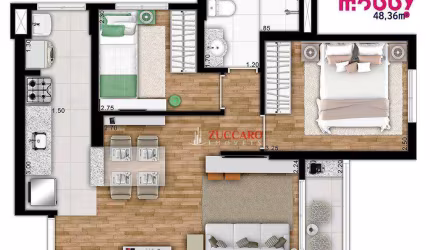 Apartamento com 2 dormitórios à venda, 48 m² por R$ 334.000,00 - Vila Galvão - Guarulhos/SP