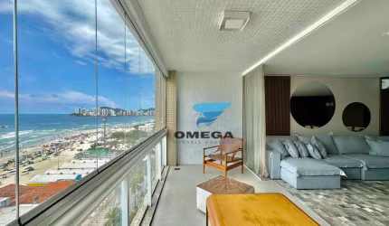 Apartamento reformado vista mar á venda na Praia das Pitangueiras no Guarujá I Omega Imoveis