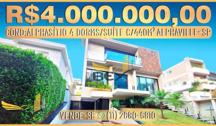 Casa com 4 dormitórios  sendo 4 suites, com  440 m²  em Alphaville  Santana de Parnaíba SP
