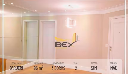 Apartamento com 3 dormitórios sendo 1 suíte de 96m² com 2 vagas em Alphaville Barueri SP