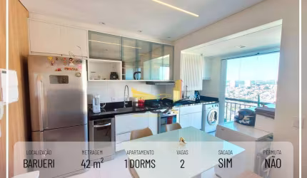 Apartamento com 1 dormitório, 42 m² - venda por R$ 449.000,00 ou aluguel por R$ 3.500,00/mês - Jardim Tupanci - Barueri/SP