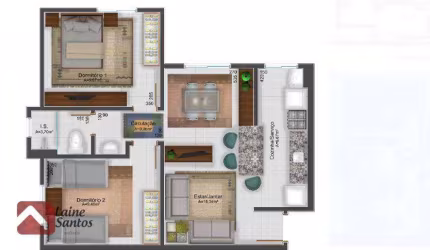 Apartamento com 2 dormitórios à venda, 52 m² por R$ 279.000 - Planta Almirante - Almirante Tamandaré/PR